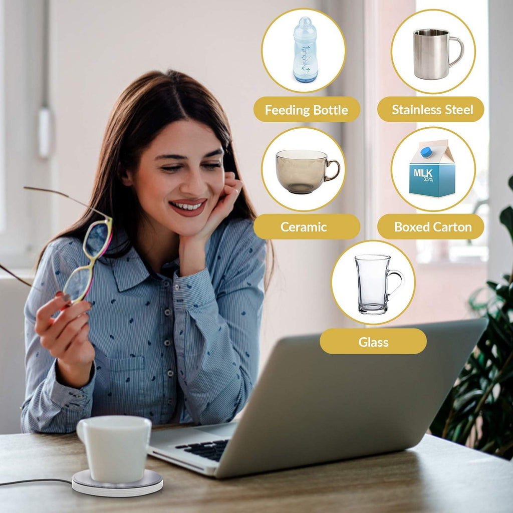 Heated Coffee Mug Warmer for Desk - Electric Cup Warmer for Desk, Candle Plate Melter Warmer with Timer, Coffee Lovers Gift Ideas, Coffee Accessories Office Gifts Tea Accessories - 120-140F (NO Mug)