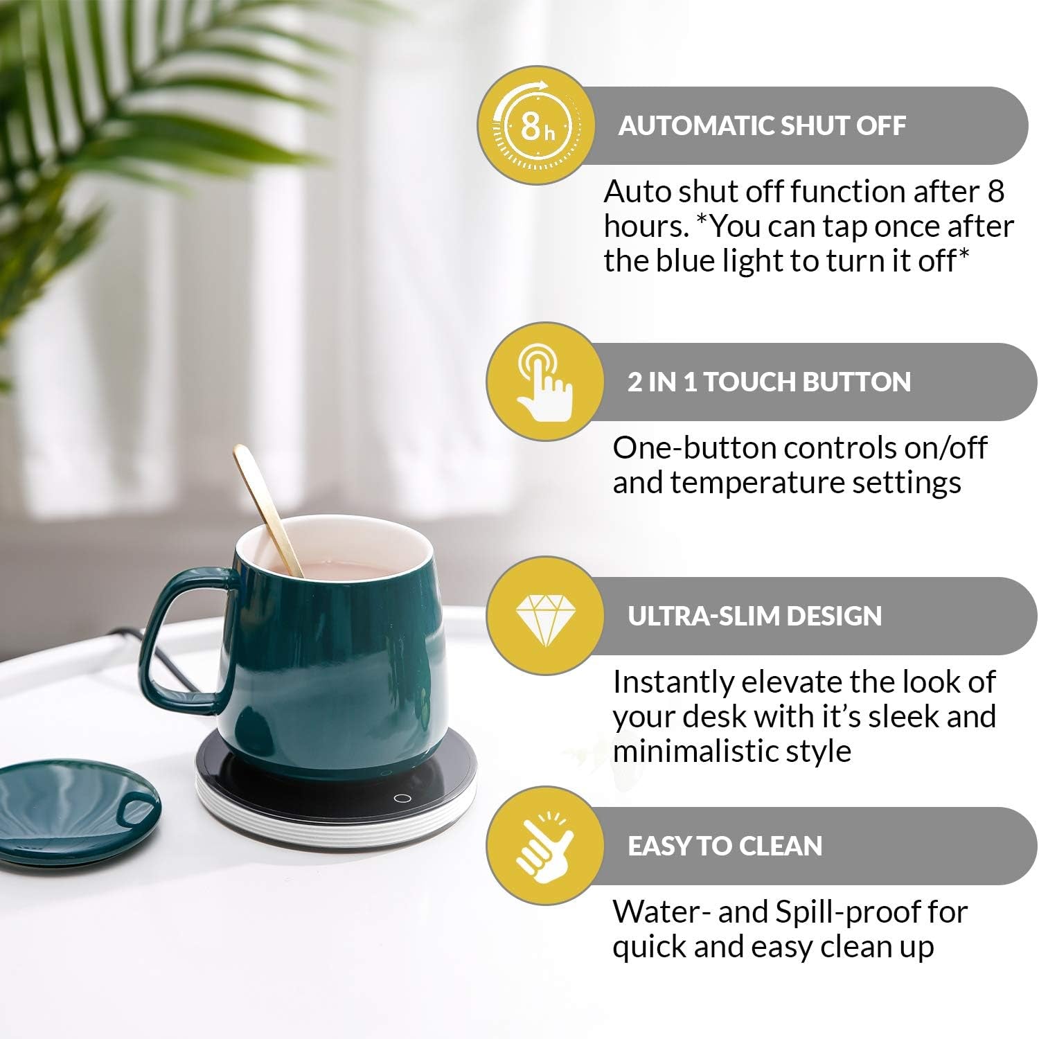 Heated Coffee Mug Warmer for Desk - Electric Cup Warmer for Desk, Candle Plate Melter Warmer with Timer, Coffee Lovers Gift Ideas, Coffee Accessories Office Gifts Tea Accessories - 120-140F (NO Mug)