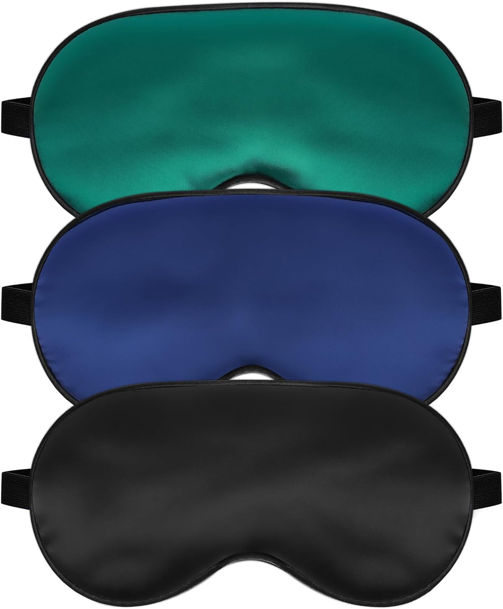 Silk Sleep Mask for Sleeping with Adjustable Strap, Satin Blackout for Men&Women, Comfortable Blindfold Eyeshade for Night Sleep (Black,Blue,Green)
