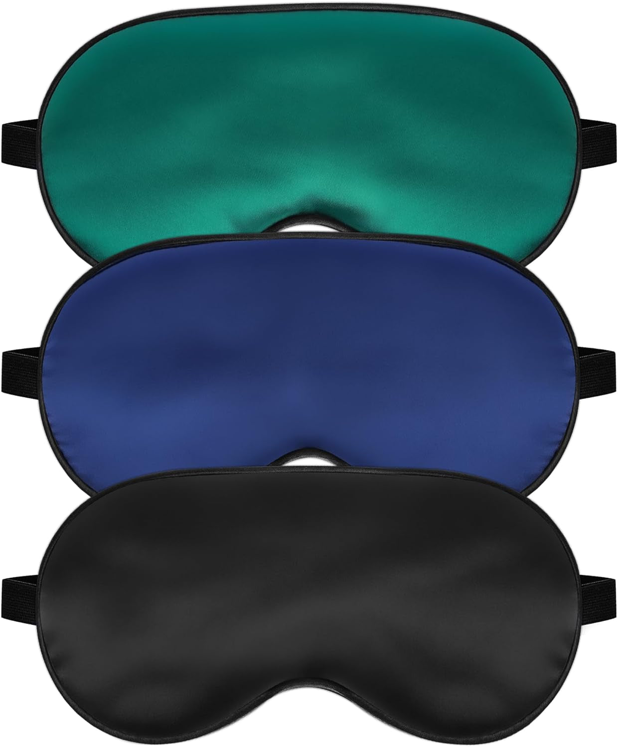 Silk Sleep Mask for Sleeping with Adjustable Strap, Satin Blackout for Men&Women, Comfortable Blindfold Eyeshade for Night Sleep (Black,Blue,Green)