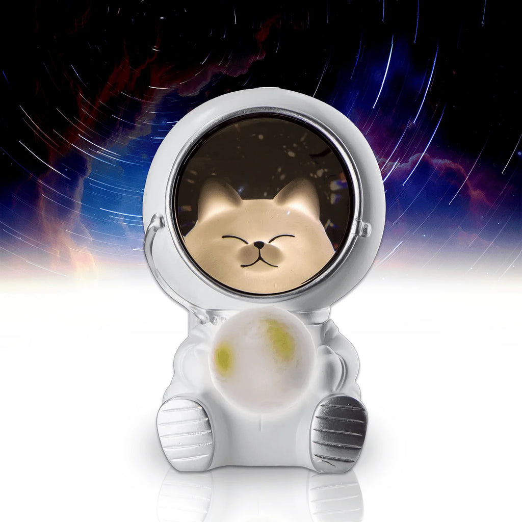 Astronaut Night Light, Space Cat LED Desktop Night Light, Astronaut Moon Lamps for Home Office Decoration, White