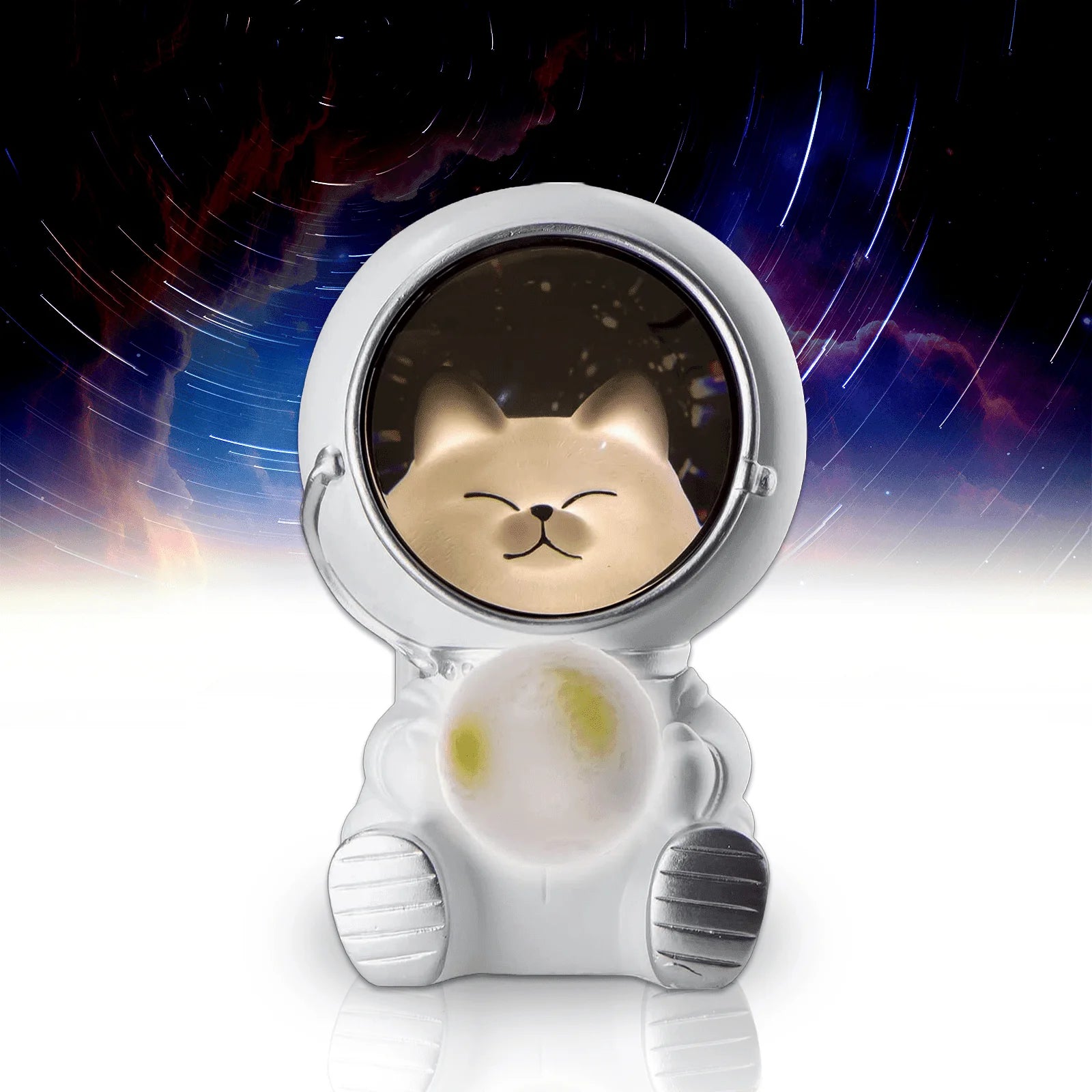 Astronaut Night Light, Space Cat LED Desktop Night Light, Astronaut Moon Lamps for Home Office Decoration, White
