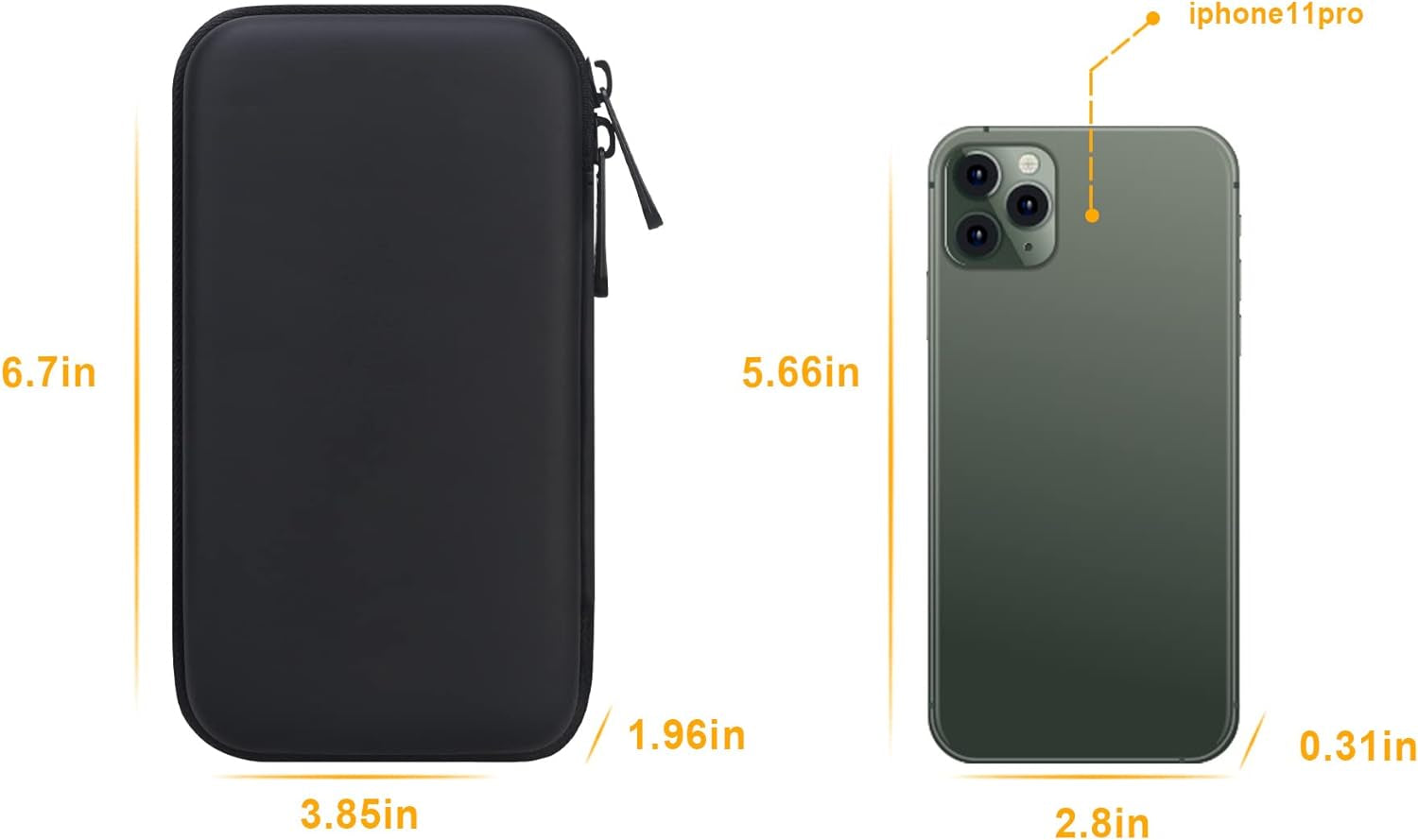 PU Hard Travel Case for Macbook Air Pro Power Adapter Apple Magsafe 2 USB-C Charger - Extra Room for USB C Hub, Type C Hub, USB C Hub Multiport Adapter, Magic Mouse, Charging Cable, Black