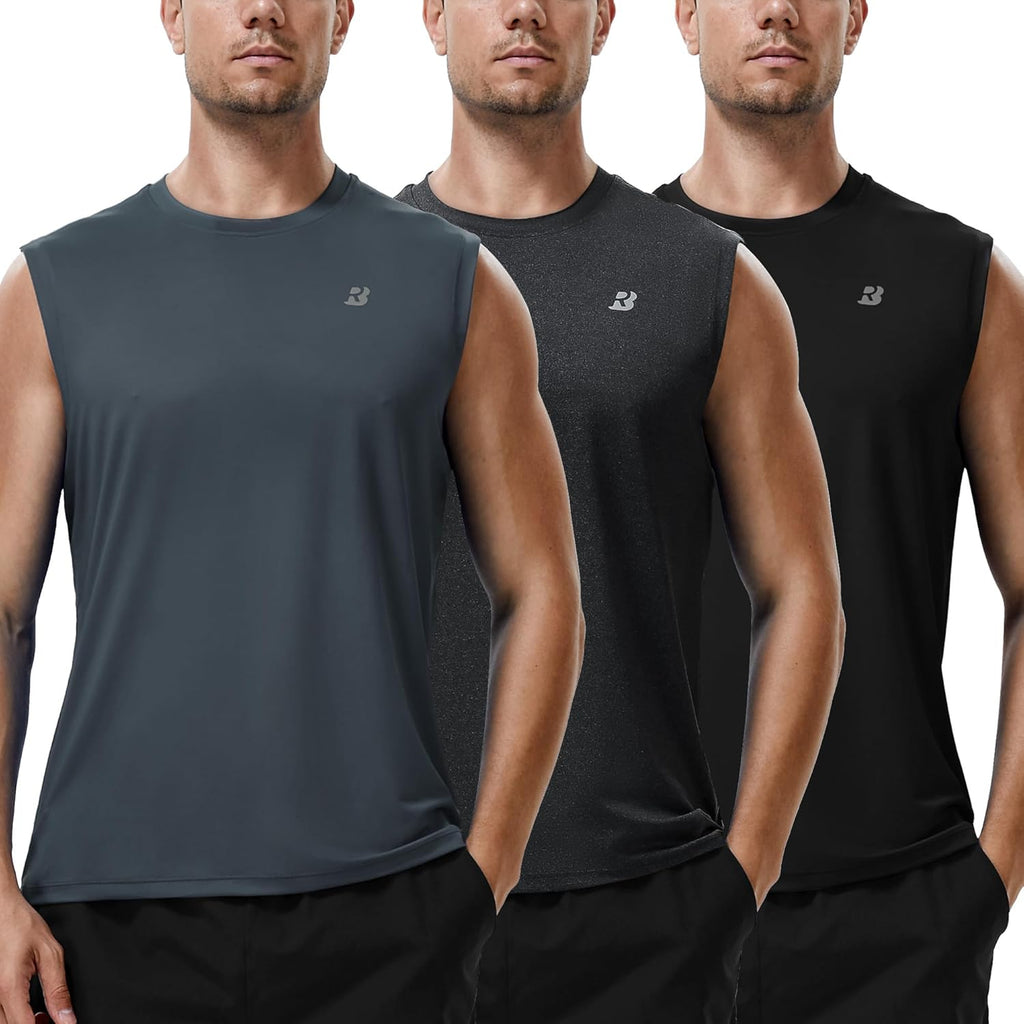 Workout Sleeveless Shirts for Men Athletic Gym Basketball Quick Dry Muscle Tank Tops