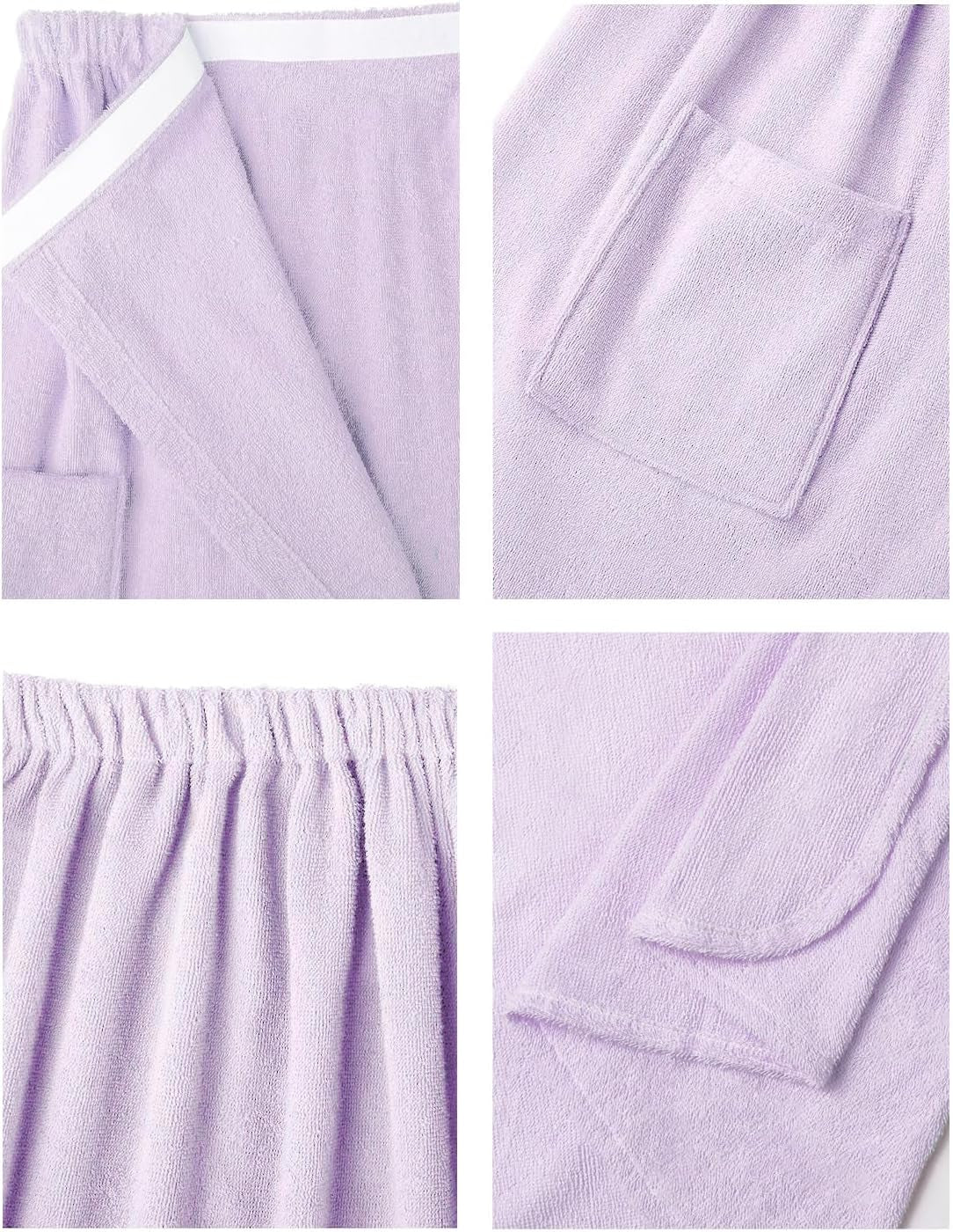 Women Bath Towels Robe Wraps, Soft Cotton Terry Spa Cloth, Plush Adjustable Closure for Shower, Travel, Pool, Gym