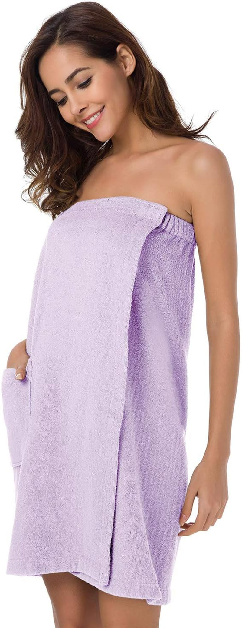 Women Bath Towels Robe Wraps, Soft Cotton Terry Spa Cloth, Plush Adjustable Closure for Shower, Travel, Pool, Gym