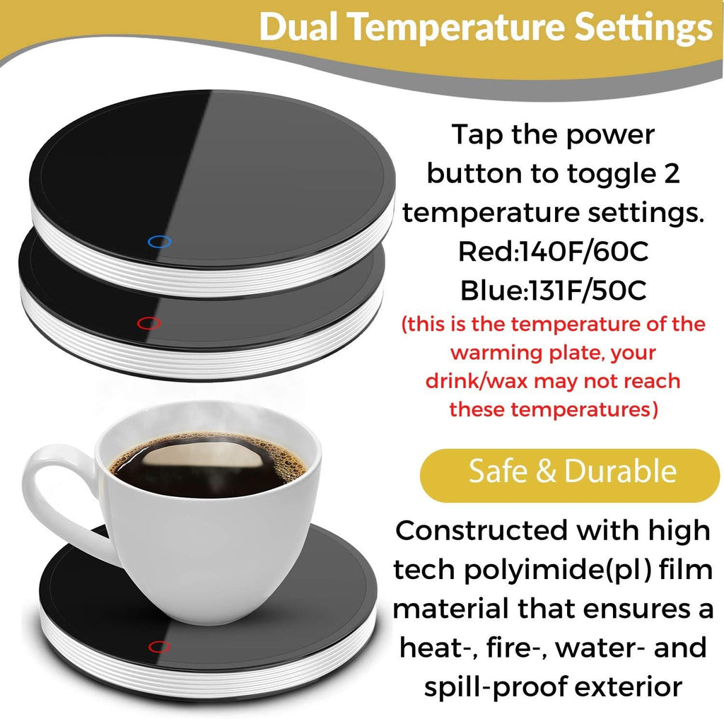 Heated Coffee Mug Warmer for Desk - Electric Cup Warmer for Desk, Candle Plate Melter Warmer with Timer, Coffee Lovers Gift Ideas, Coffee Accessories Office Gifts Tea Accessories - 120-140F (NO Mug)