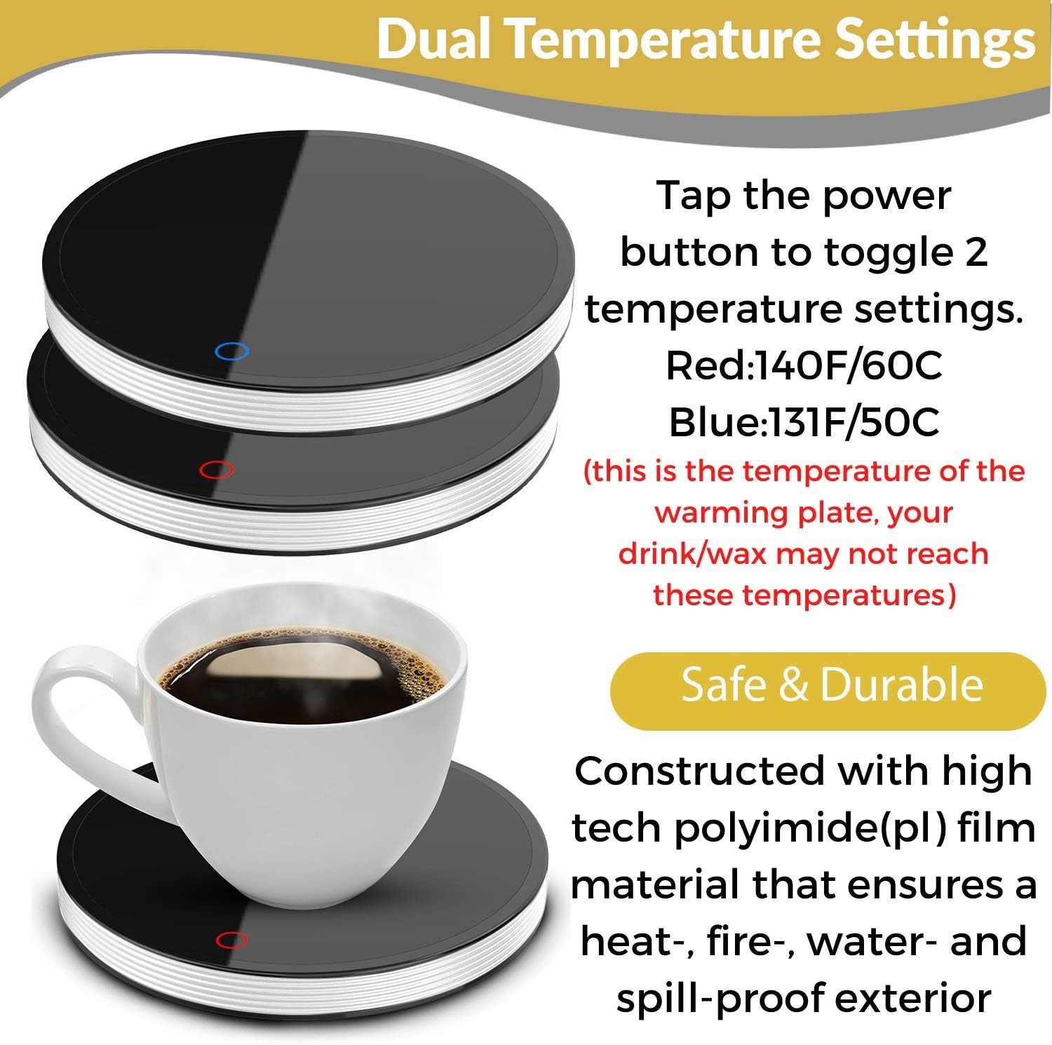 Heated Coffee Mug Warmer for Desk - Electric Cup Warmer for Desk, Candle Plate Melter Warmer with Timer, Coffee Lovers Gift Ideas, Coffee Accessories Office Gifts Tea Accessories - 120-140F (NO Mug)