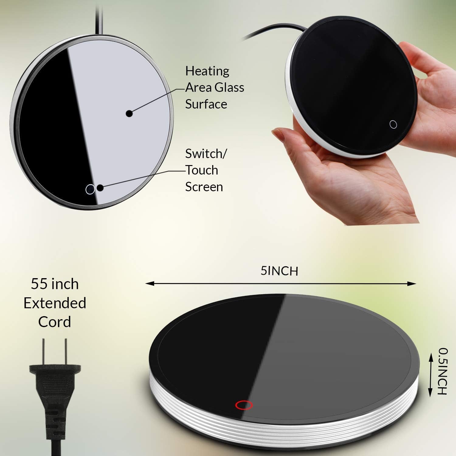 Heated Coffee Mug Warmer for Desk - Electric Cup Warmer for Desk, Candle Plate Melter Warmer with Timer, Coffee Lovers Gift Ideas, Coffee Accessories Office Gifts Tea Accessories - 120-140F (NO Mug)