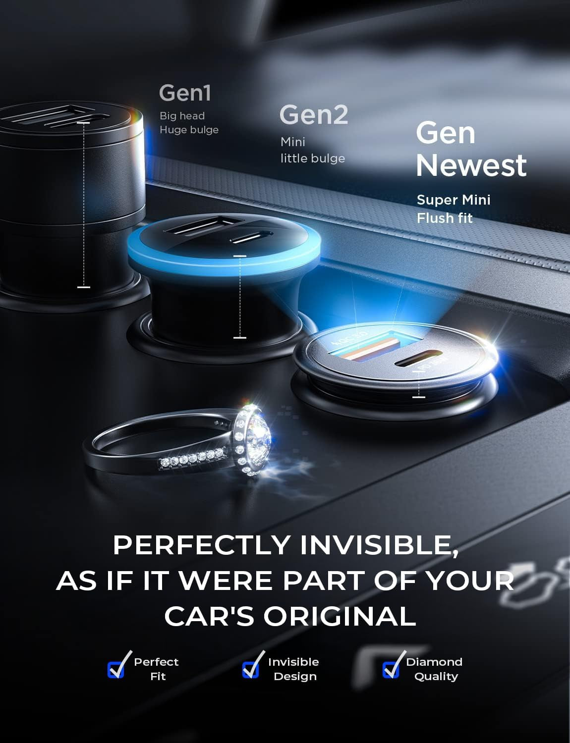 67.5W for Iphone 17 Car Charger USB C Fast Charge, PD 45W USB C Car Charger Adapter, All Metal Cigarette Lighter Adapter Fit Iphone 17 Pro 16 15 Pro Max Air Samsung S25 Android