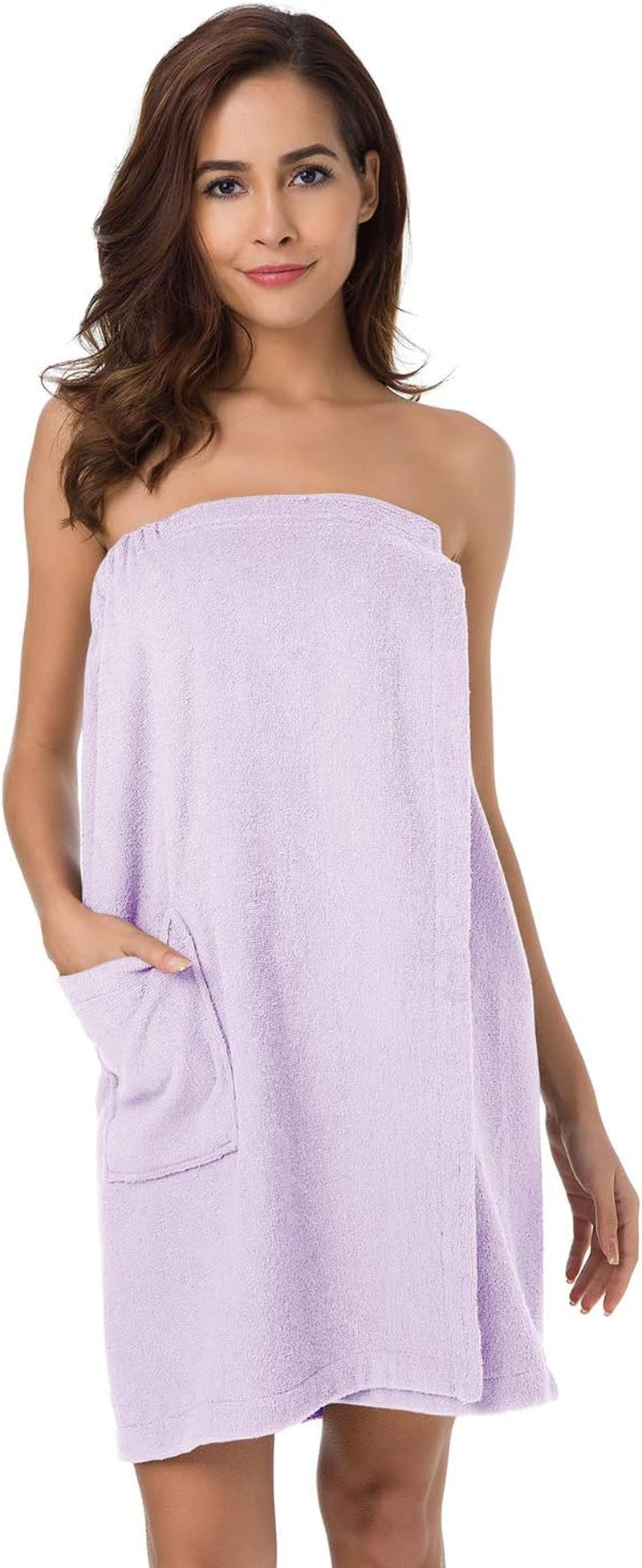 Women Bath Towels Robe Wraps, Soft Cotton Terry Spa Cloth, Plush Adjustable Closure for Shower, Travel, Pool, Gym