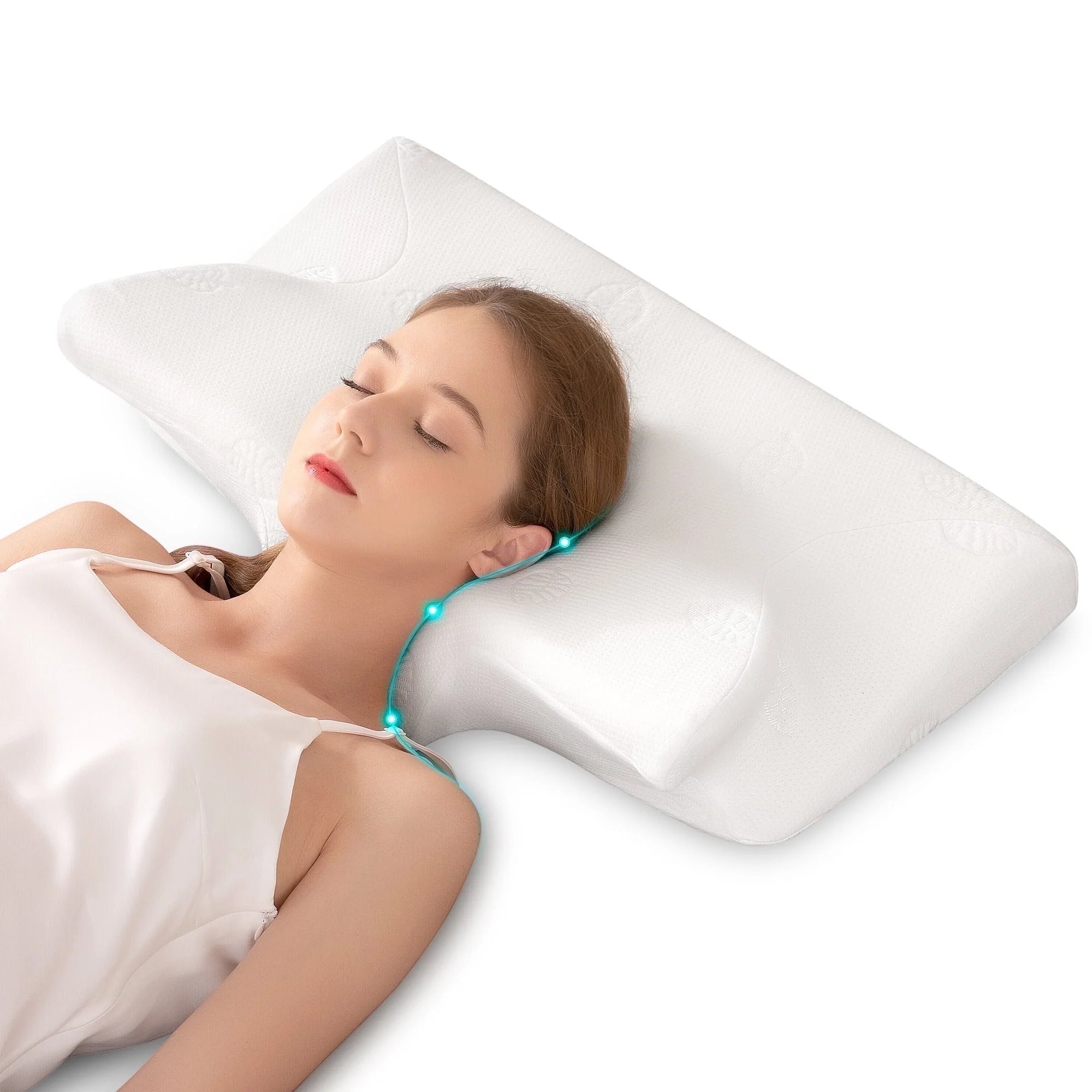 Cervical Pillow Memory Foam Orthopedic Pillow for Neck Pain Sleeping Side, Back, Stomach Sleeper with Washable Pillowcase