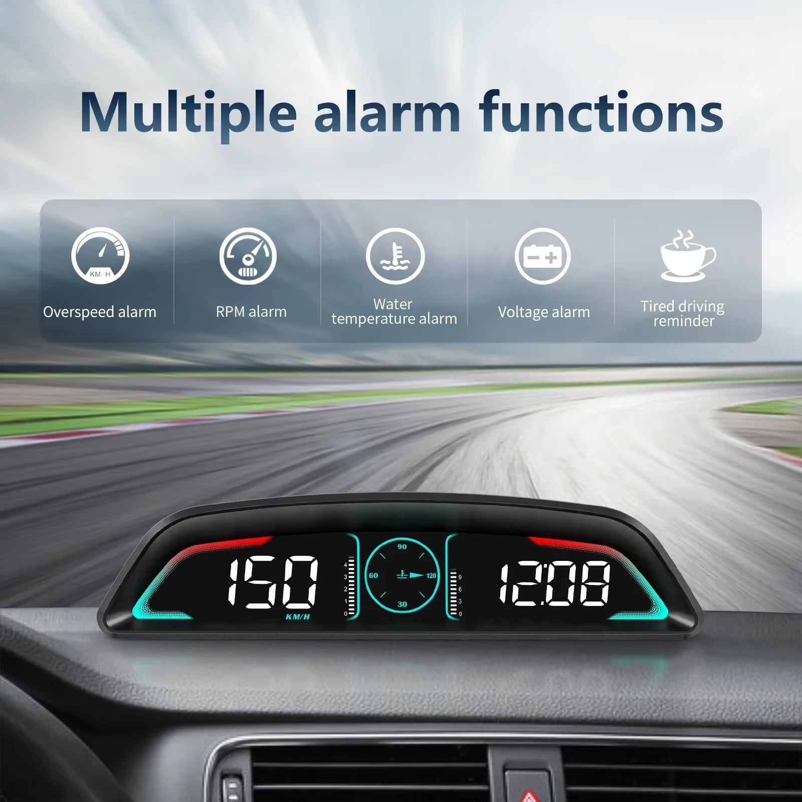 AD B3 Speedometer Head up Display OBD2 HUD Car Tachometer Water Temp with Alarm Auto Fuel Consumption Volt Meter Gauge