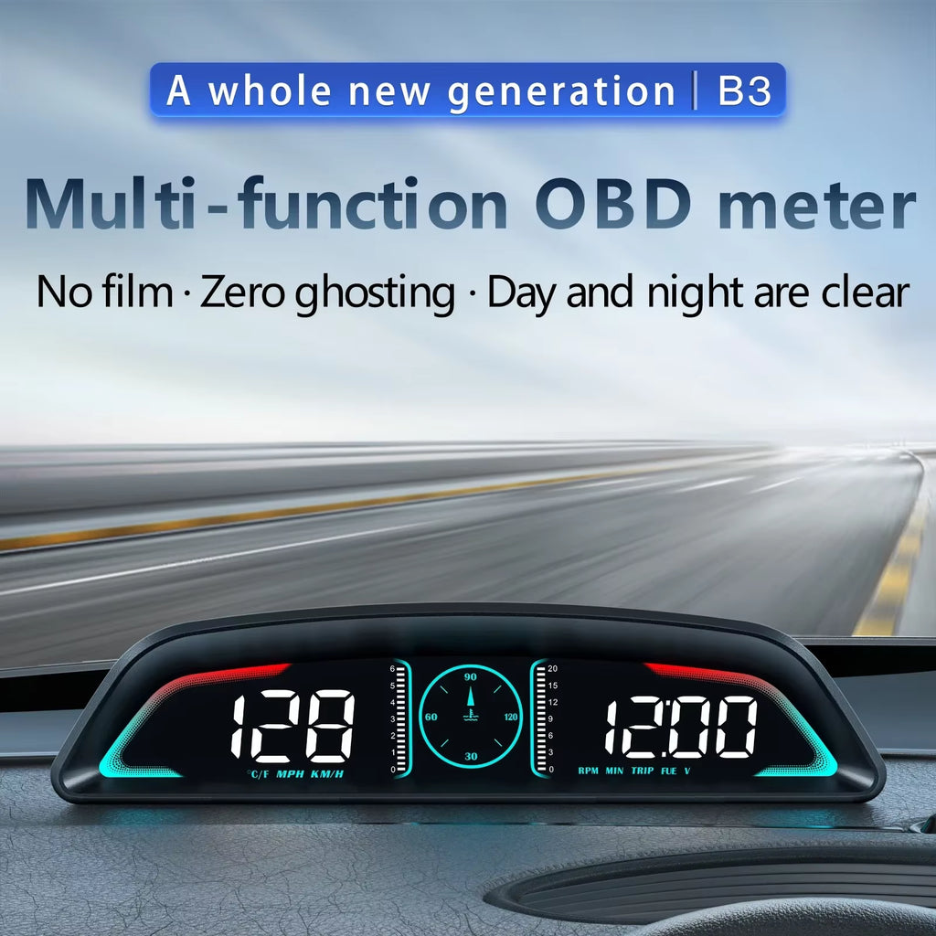 AD B3 Speedometer Head up Display OBD2 HUD Car Tachometer Water Temp with Alarm Auto Fuel Consumption Volt Meter Gauge