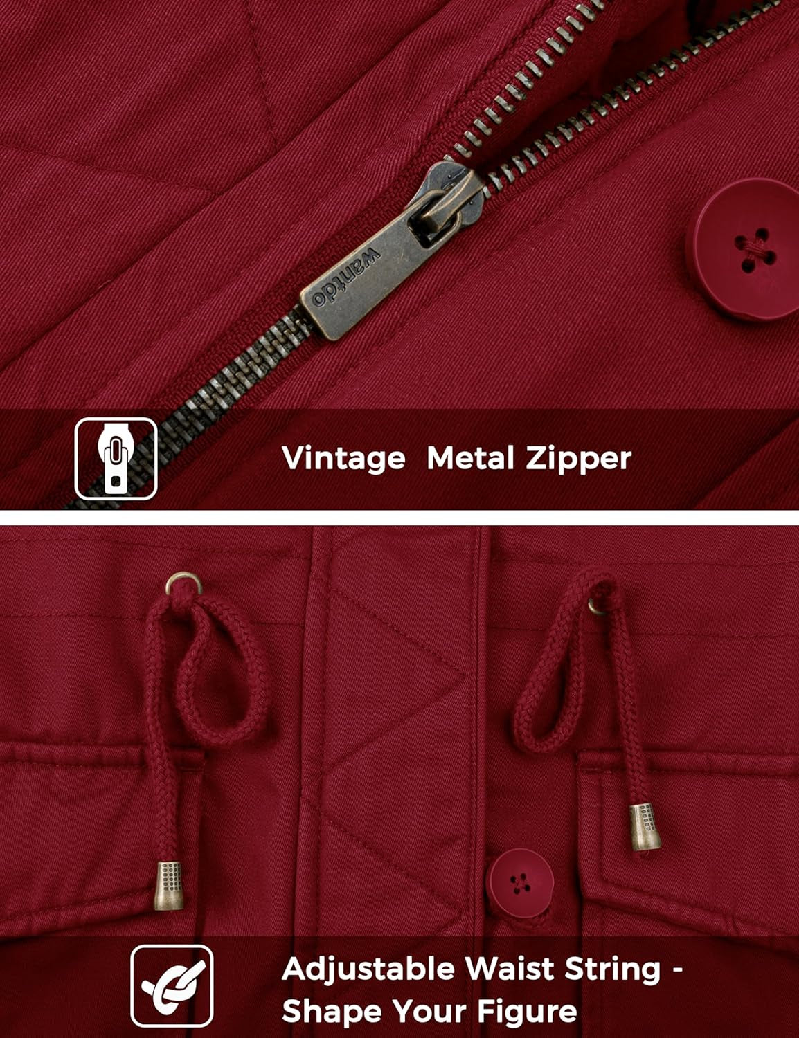 Women'S Winter Thicken Puffer Coat Warm Fleece Lined Parka Jacket with Fur Hood