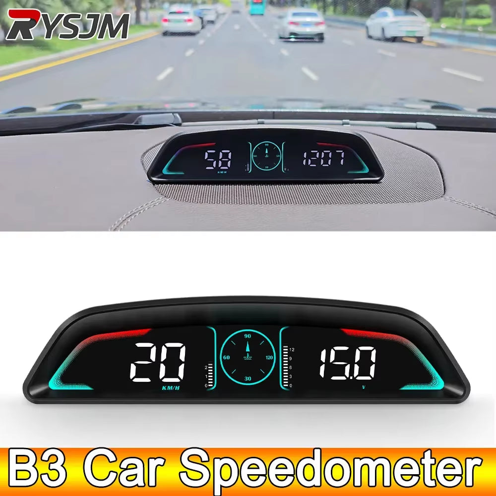 AD B3 Speedometer Head up Display OBD2 HUD Car Tachometer Water Temp with Alarm Auto Fuel Consumption Volt Meter Gauge